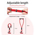 A red adjustable phone strap features metal clips and has an adjustment range of 17-28 cm in length.