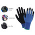 Frosted insulating gloves in blue and black, featuring touchscreen capability and a non-slip grip. Includes a logo.