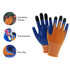 A pair of blue and orange insulating gloves designed for touchscreen use, featuring non-slip grips.