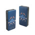 A blue power bank with a full colour print design featuring Australian symbols and a logo on both sides.