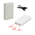 A white power bank with USB-A and Type-C ports, accompanied by a charging cable and a box. Features full colour print.