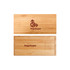 A bamboo wireless power bank in a natural wood finish, featuring an engraved logo on both sides.