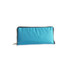 A blue foldable tote bag, displayed flat, with a zipper and a subtle logo on one side.