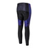 Men's cycling tights in black with a vibrant blue and multicolour design, featuring a logo on the side.