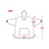 A kids' wearable blanket illustration in white, featuring a hoodie, pocket, and measurements for size.
