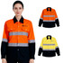 A unisex long sleeve Hi-Vis reflective shirt in orange and black, featuring reflective stripes and a logo.