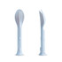 A light blue 3-in-1 portable utensils set featuring a fork, spoon, and knife combined into one design.