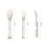 A portable utensils set featuring a spoon, fork, and knife in natural colour, measuring 17cm, 16cm, and 16.5cm respectively.