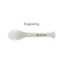 A portable spoon in grey with a textured handle and a logo. Perfect for a 3-in-1 utensils set.