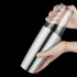 A drink bottle with a metallic silver body and a clear top, featuring a black stripe and a logo.