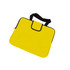 A yellow deluxe laptop bag with black accents and a carrying handle, featuring a zip closure and a logo.