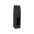 A single black wine bottle box with a rope handle and a front window. It features branding.