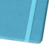 A5 PU cover notebook in a vibrant turquoise colour with an elastic closure and rounded corners.