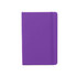 A purple PU A6 notebook with a flexible cover and an elastic band closure. Features a logo on the front.