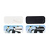 A set of smart webcam covers in white and black, featuring a colourful penguin design and a logo space.