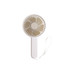 A foldable USB handy fan in white with a round design and a wrist strap. It has a compact, portable structure.