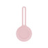 A pink Air Tag protective case with a loop for attachment. It features a smooth, rounded design.