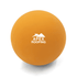 An orange bouncy ball with a logo on the surface, suitable for fun and games.