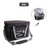 A 24L cooler bag in black with a grey strap and logo, featuring a zipped compartment and insulated interior.