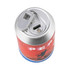 A silver can-shaped product with a red design, featuring a pull tab and a charging port on top.