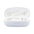 White Leeds TWS earbuds in a charging case, showcasing the earbuds and case interior.