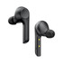 Black active noise cancelling TWS earbuds displayed from multiple angles, featuring a sleek design with a logo.