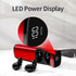 Red and black Royston TWS earbuds with a charging case featuring a LED power display.