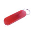A red flash drive with a smooth, rounded design and a keyring attachment.