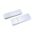 Two aluminium slim drives in white with green accents, featuring a simple design and a logo on one side.