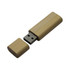 A wooden flash drive in a light bamboo colour, featuring a removable cap and a metallic USB connector.