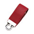 A red PU leather flash drive with a silver metal clip, featuring a simple design and a branding logo.