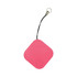 A pink square-shaped smart tag tracker with a black loop for attachment. It features a small button on one side.