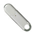 A white flash drive with a metal casing and circular attachment point, featuring a small indicator light.