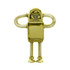 A gold robot-shaped flash drive with coiled arms and spring legs. The design features a shiny metallic finish.