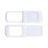 A white webcam cover slide with a rectangular opening, featuring a simple, sleek design.
