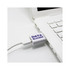 A USB data blocker in grey connected to a laptop, preventing data transfer while allowing charging.