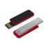 A red and silver Jonah LED clip flash drive with a sliding USB connector and a smooth design, featuring a logo.