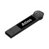 A black Atlas LED flash drive featuring a built-in compass on one end and has a logo printed on the surface.