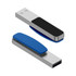 A silver and blue Mosman LED flash drive with a black panel and a sliding cover design.