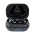 A pair of black Linz Eco TWS earbuds in a charging case, featuring a logo and indicator lights on the front.