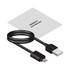 A USB charging cable in black alongside a user manual. The items are arranged with a simple, clean background.