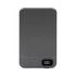 A grey magnetic wireless power bank featuring a digital display. It has a minimalist design and includes a logo.