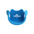 A blue Sponge Cow Boy Party Hat with a logo on the front. It has a unique curved design.