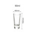 A set of six clear glass shot glasses, each 60ml, with a height of 102mm and a diameter of 40mm.
