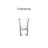 A clear glass shot glass with a smooth design and a logo. Suitable for a set of six pieces.