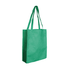 A green tote bag with two handles and a sturdy design, featuring a simple and minimalistic appearance.