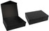 A black gift box, featuring an open top and a separate lid, suitable for containing various items.