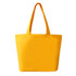 A yellow tote bag with two long handles, featuring a simple and clean design. It has no visible logos.