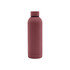 A drink bottle in a matte terracotta colour with a rubber coated finish and a sleek double wall design.