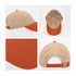 A solid beige and orange fashion cap with a rounded brim and adjustable strap, featuring a logo.